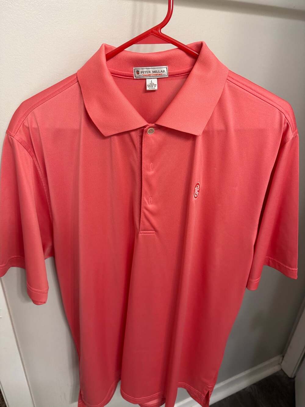 Peter Millar Summer Comfort Mens Large Coral Golf Polo Shirt Performance